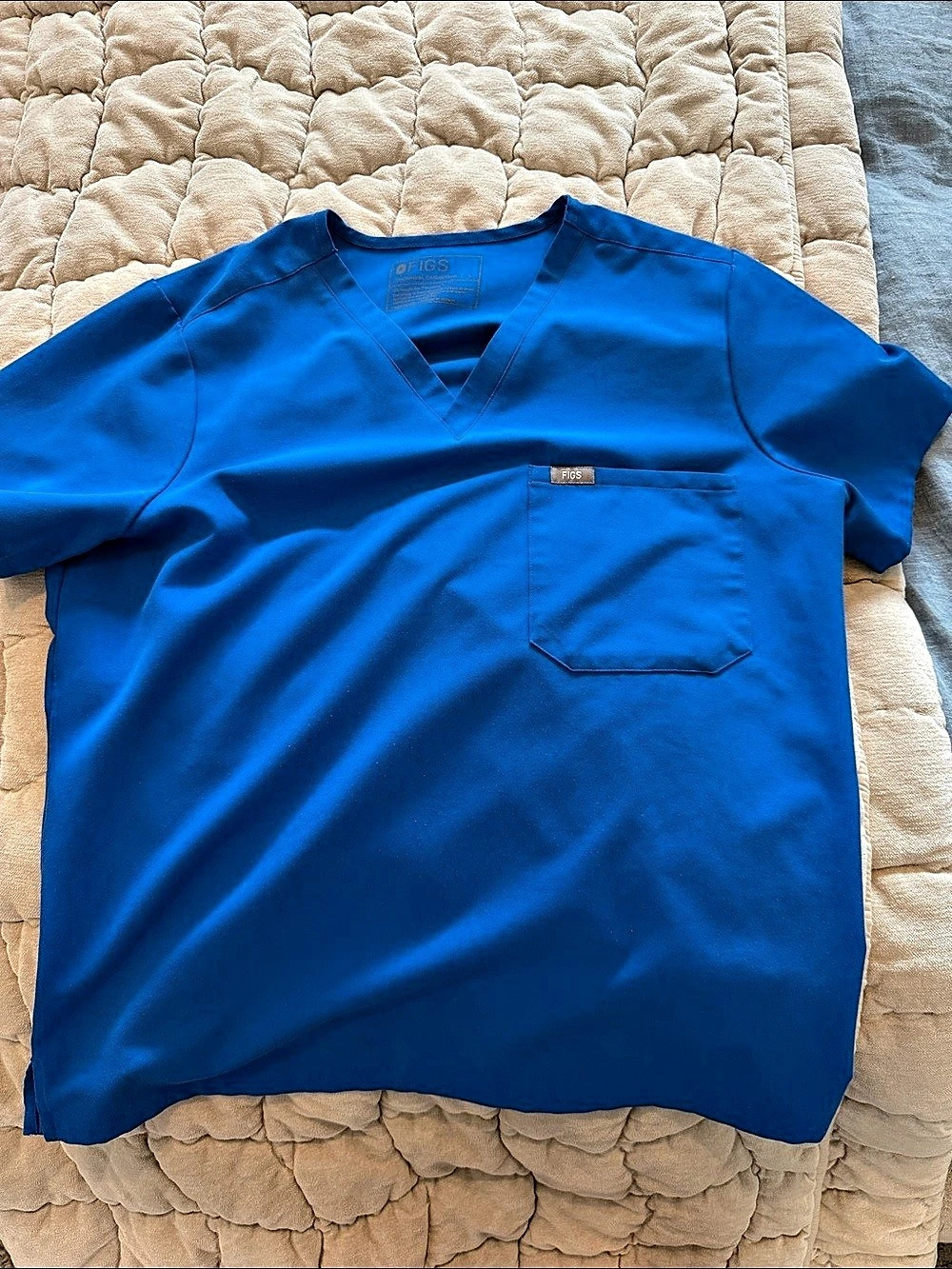 FIGS Catarina Scrub Top Royal Blue V-Neck